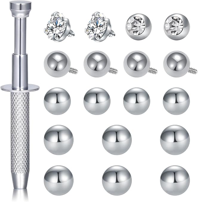 QWALIT Piercing Taper Threadless Insertion Tool - Titanium Labret Pin 16g, 18g, 20g