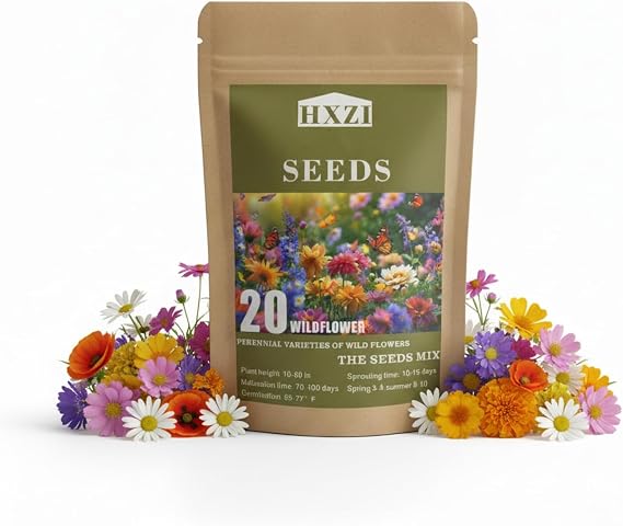 Wildflower Seeds Mixed, Perennial Flower Seeds fo Plating (2 Ounces 18000 Seeds)