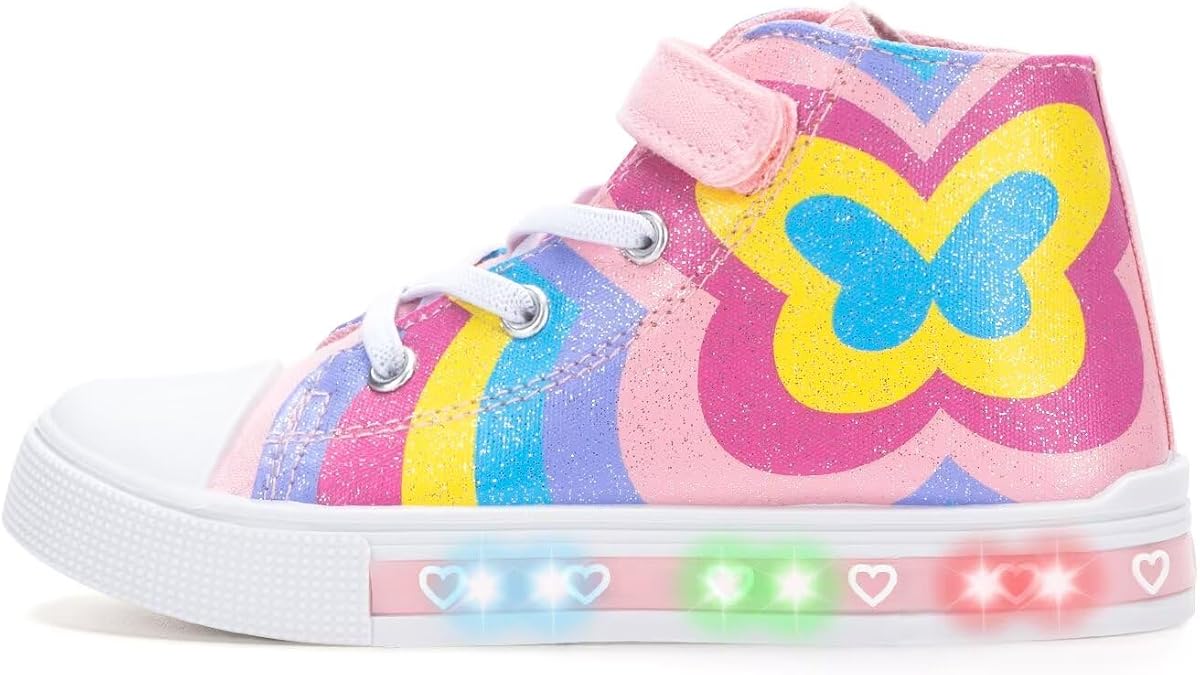 Kids Light-Up Trainers, Boys Girls High Top Canvas Shoes