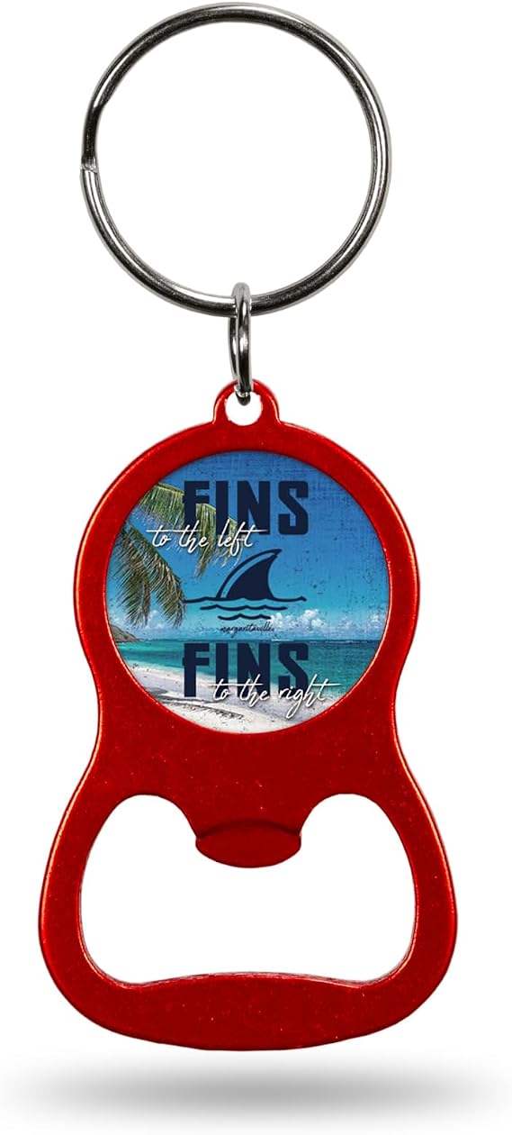 Rico Industries Margaritaville Fins - Red Metal Keychain - Beverage Bottle Opener With Key Ring - Pocket Size