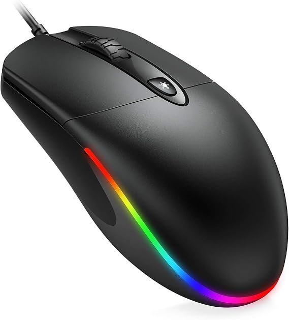 Wired RGB Mouse, Optical USB Computer Mouse, 1600 DPI Silent LED Mouse for Windows PC, Laptop, Desktop, Notebook