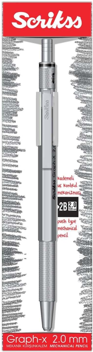 Scrikss Office Graphx Mekanik Kurşun Kalem Saten Gri 2 Mm