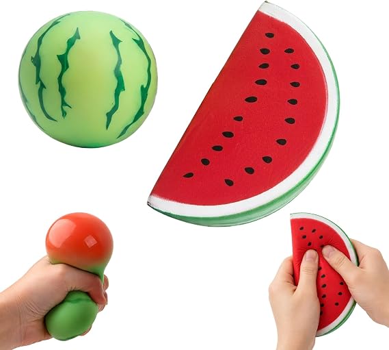 2 PCS Watermelon Squishy, Squishies, Two Watermelon & Watermelon slice shaped Squishy Decor, Charming Decor for Interior Lovers, For Those Who Adore Fruity themed Decor