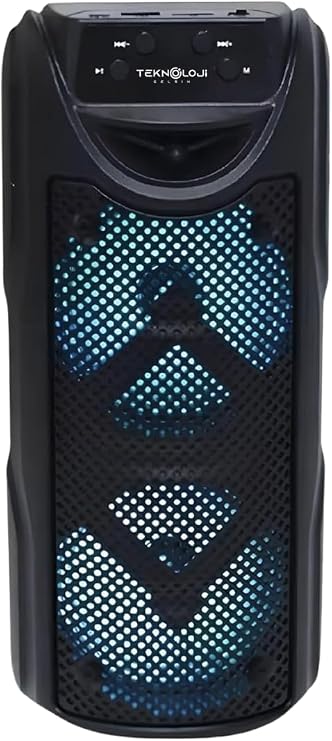 Bluetooth Hoparlör, 2X4 inç, 2X5 Watt, RGB Işık Efekti, FM/Aux/SD Kart, 23 cm Portatif, 800 mAh Batarya, 2 Adet