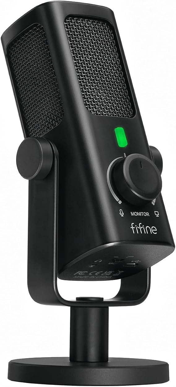 FIFINE AmpliTank PROFILE3 USB Condenser Microphone for Studio Podcast | Desktop Computer Recording Mic, Monitor Mix, Volume Control, Low-Cut Switch, Metal Built for Streaming Music Creation Vocal