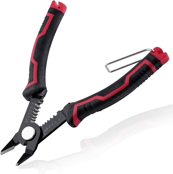 6-Inch Wire Cutters Flush Pliers with Supplementary Stripping, 10-20 AWG Wire Stripper Tool Diagonal Cutters Side Cutting Pliers with Safety Lock for Electronics, Jewelry, 3D Printing, Crafts