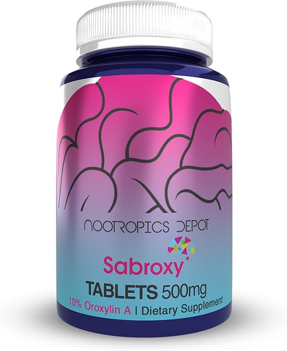 Nootropics Depot Sabroxy Tablets | 500mg | 30 Count | Minimum 10% Oroxylin-A | Oroxylum indicum | May Help Promote Focus & Motivation | May Help Promote Cognitive Function