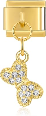 Real 18K Gold Plated Italian Charm Bracelet Set with 2 Pcs Shiny 9mm Starters, Extra 5Pcs Links and Opening ToolGold, Stainless Steel and Black available, Gold Pendant Italian Charm for Further DIY