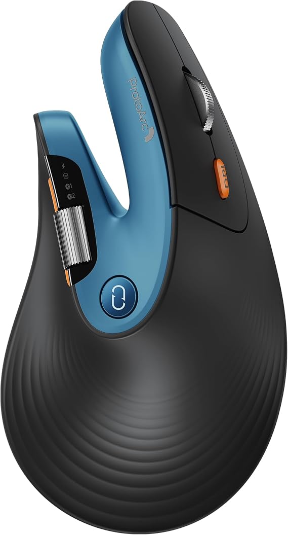 ProtoArc EM11 Pro Ergonomic Mouse for Large Hands, Side Scroll, Blue