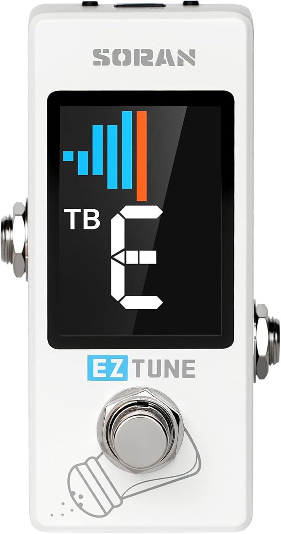 SORAN JTU-01A Tuner Pedal,Mini Guitar Tuner Pedal, True Bypass & Buffer Mode, 2.2 LCD Display, Flat/Chromatic Tuning for Electric Guitar, Bass, Acoustic, Pedal Board Tuner, 9V DC