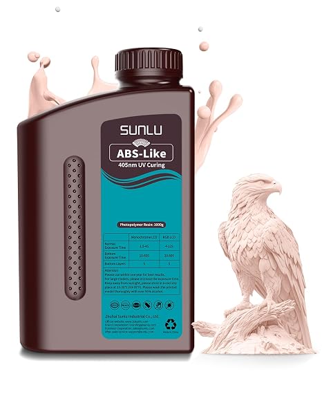 SUNLU ABS-Like 3D Printer Resin, 405nm UV Curing Photopolymer Rapid 3D Resin for 2K 4K 6K 8K LCD/DLP/SLA 3D Printers, Non-Brittle & High Precision & Low Shrinkage, Beige 1KG