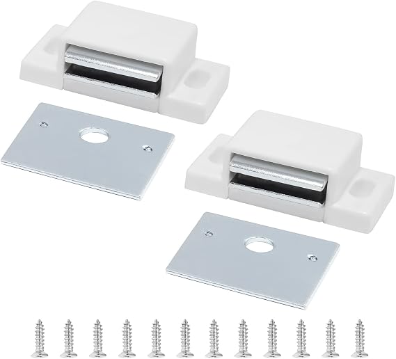 BokWin Magnetic Door Catch, 2 PCS, White, 15lb