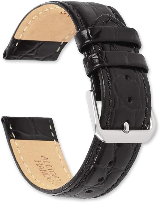 Alligator Grain Watch Band-choice of Color (Black, Brown, Havana) & Width (6mm, 8mm, 10mm, 12mm, 14mm, 15mm, 16mm, 17mm, 18mm, 19mm, 20mm)