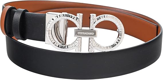 Ferragamo Salvatore Ferragamo 230419 786302 70 Salvatore Ferragamo Belt Size 70 Width 25mm Reversible Double Gancini Women's Black Brown 230419 786302 70