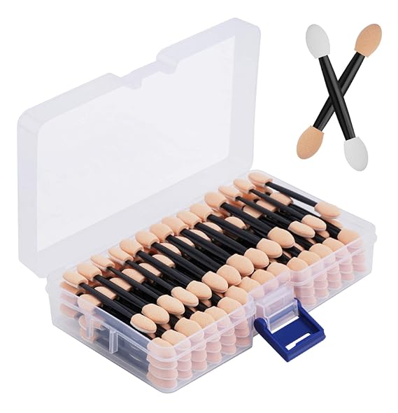 Cuttte 120PCS Disposable Eye Shadow Applicators Sponge with Container