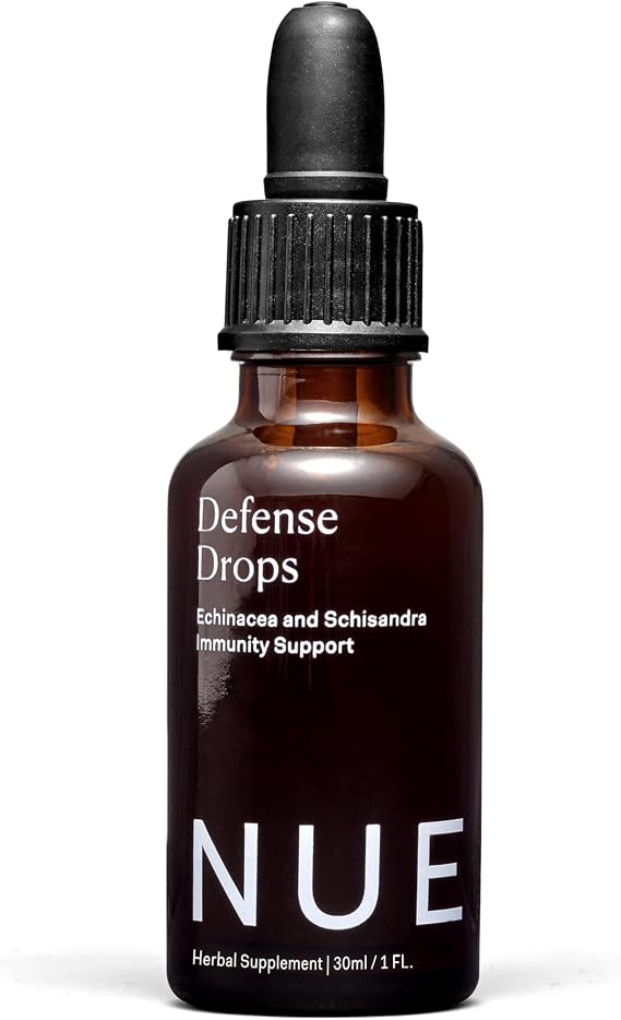 The Nue Co. Defense Drops - Liquid Immune Support with Adaptogen Herbs for Daily Wellness - Vegan & Cruelty Free Plant Based Immunity Supplement for Balance & Resilience | 30 ml