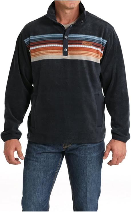 Cinch | Navy Striped Fleece Pullover