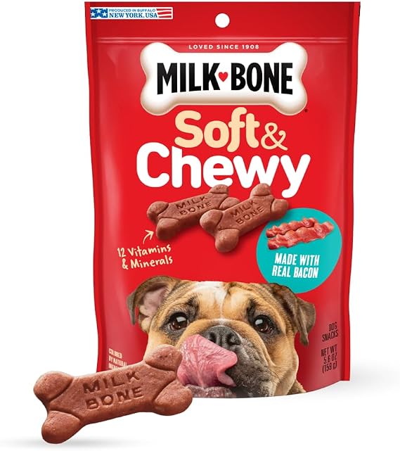 b'Soft & Chewy with Real Bacon'