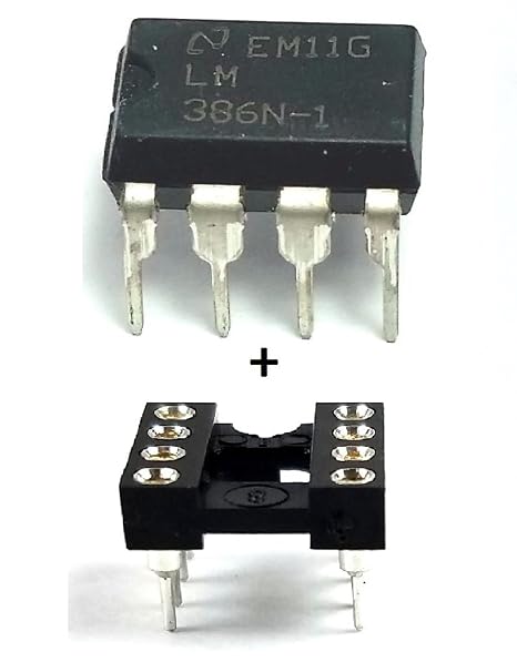 LM386N-1 IC Audio Power Amplifier & 8-Pin DIP Socket with Machined Contact Pins Breadboard-Friendly (Pack of 1)