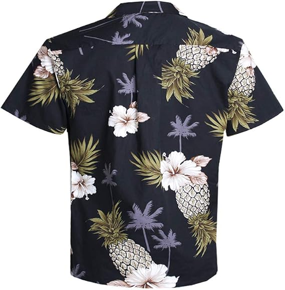 Palmwave Mens Hawaiian Cotton Aloha Shirt, Short Sleeves Button Down Beach Clothing. Big Mens Shirt, Floral Casual Shirt.