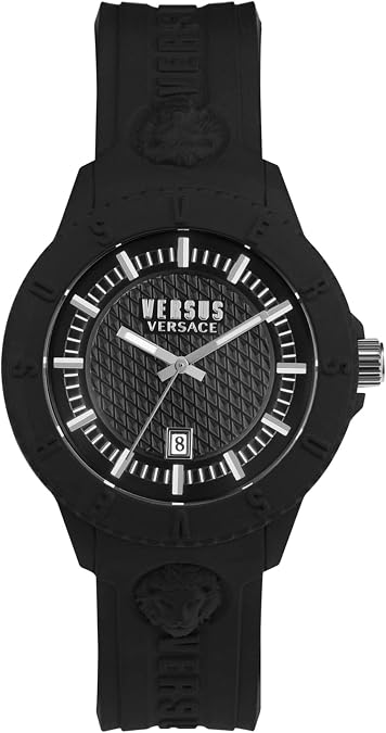 Versus Versace Mens Tokyo. Sporty Fashion Watch with Date Function. Adjustable Silicone Strap. Includes Travel Gift Pouch.