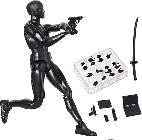 Action Figures Body-Kun DX & Body-Chan DX PVC Figure Model Drawing for S H Figuarts with Box for Artists (Black, Male), OU2-33-1