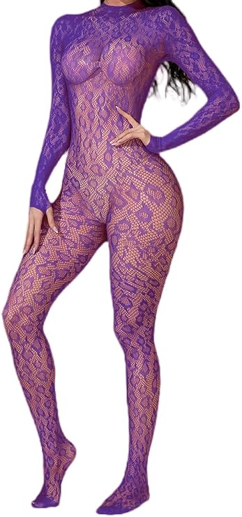 Womens One Piece Fishnet Bodysuit Lingerie Mesh Bodystocking Nightwear Jumpsuit Underwear