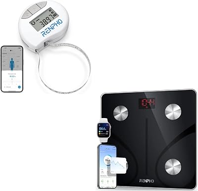 RENPHO Body Fat Scale and RENPHO Smart Tape Measure Body via Bluetooth Smartphone App