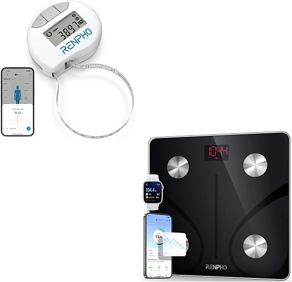 RENPHO Body Fat Scale and RENPHO Smart Tape Measure Body via Bluetooth Smartphone App
