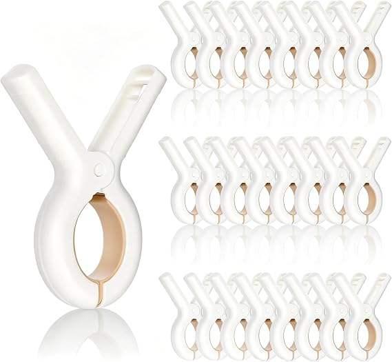 Frcctre 30 Pack Beach Towel Clips, Heavy-Duty Plastic Clothes Pins Quilt Drying Clips, Windproof Strong Grip Plastic Clothespins for Beach Towels, Blankets, Dry on Clothesline and Hanging Rack