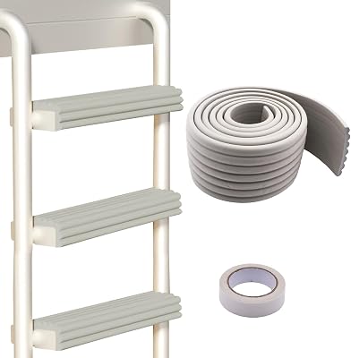 Bunk Bed Ladder Pads 6.56 ft, Soft Edge Corner Protectors Bunk Bed Ladder Cover Come with Adhesive Double-Sided Tape for Stair Steps Foot Comfort, Grey