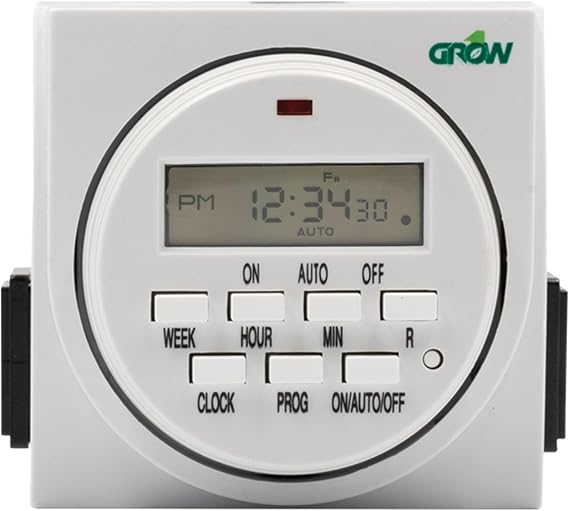 Grow1 Dual Outlet Digital Plug in Timer, 7 Day Timer, Compatible with 110V, 115V & 120V Plugs, 3-Prong, Timed Outlet Plug is Great for Lamp Timers Programmable Indoor, Perfect Digital Outlet Timer
