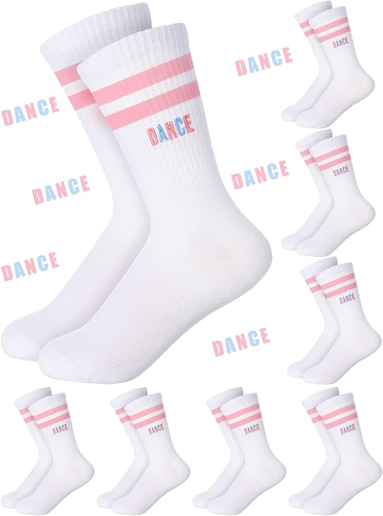 Halfchet Dance Themed Embroidered Crew Socks Back to School Dance Teacher Gifts Bulk for Team Coach Dancer Lovers Women