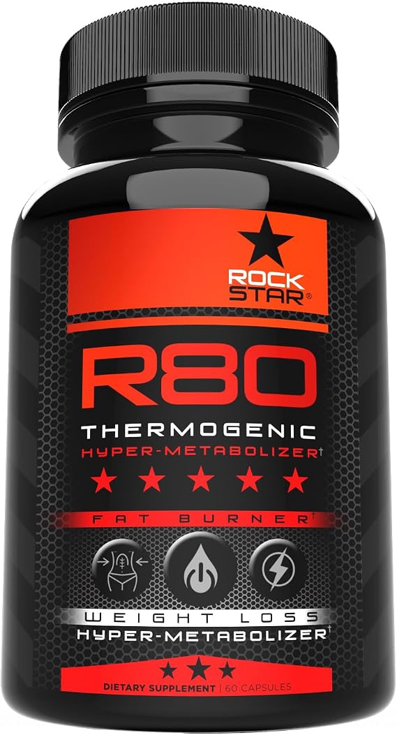 Rockstar R80 Extreme Thermogenic Hyper-Metabolizer Fat Burner for Men & Women GLP-1 Support, Appetite Suppressant, Thermogenic Weight Loss Pills | Metabolism Booster