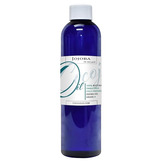 cocojojo Jojoba Oil Organic, Jojoba Oil for Hair Growth, Jojoba Oil for Skin, Jojoba Oil for Face, 100% Pure Natural, Cold Pressed, Deep Moisturizing Anti-Aging, Essential Oils - 4 Fl Oz