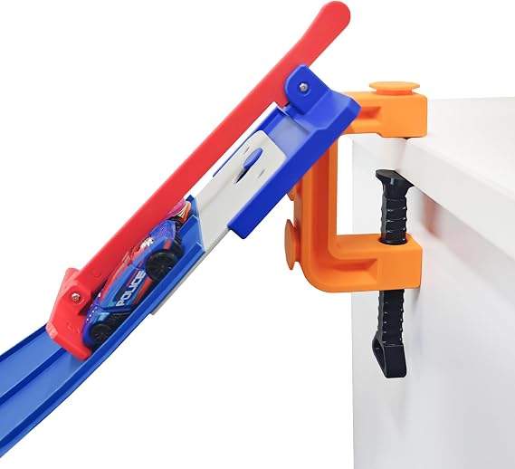 Starting Gate & Clamp Adapter Combo Compatible with Blu Track | Tabletop Universal Adjustable Clamp System for Flexible Race Tracks