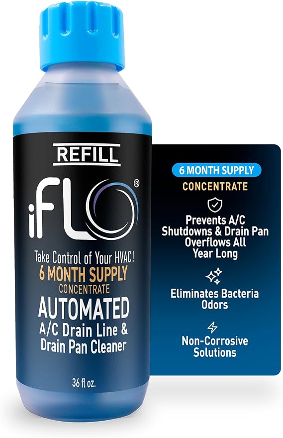 iFLO Smart AC Drain Line Cleaner Cartridge, 6 Month Supply (1 Pack of 36oz)