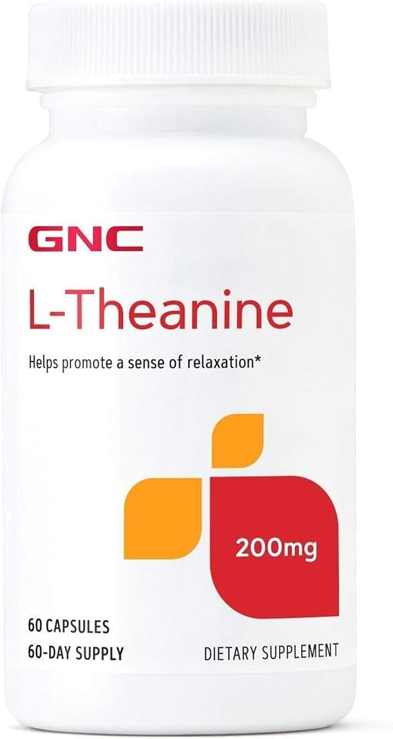 GNC L-Theanine 200mg, Promotes Relaxation, 60 Capsules | Promotes Relaxation, Supports Calm During Stress, Offers Calming Support for PMS, Supports a Restful Relaxed State