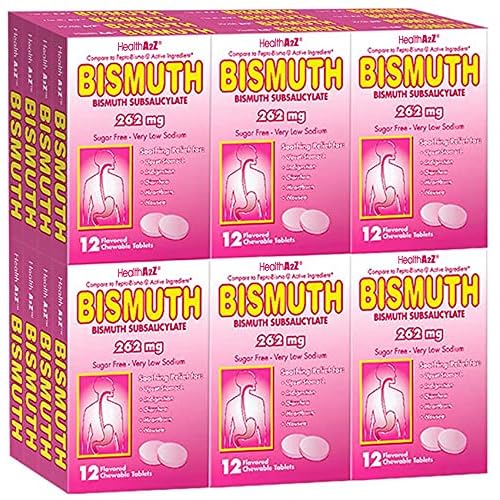 HealthA2Z® Bismuth | Bismuth Subsalicylate 262mg | Multi-Symptom Relief | 24 Pack 288 Tablets