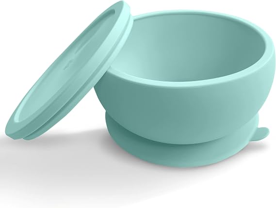 Abiie Octopod Silicone Suction Baby Bowl & Lid - Food Storage - Baby Blue