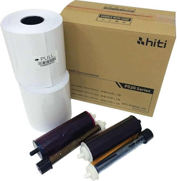 HiTi 5x7" Ribbon and Paper Case for P520 Series Photo Printer, 580 Images per Case, 2x 290 Sheet Rolls CPP $0.18