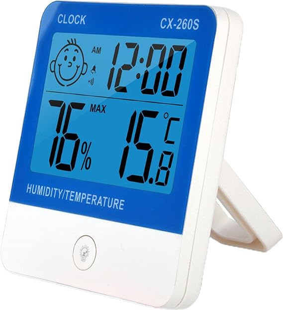Thermometer Hygrometer, LCD Thermometer, Hygrometer Digital Temperature and Humidity Meter with Room Climate Indicator, Humidity Meter Gauge for Greenhouse