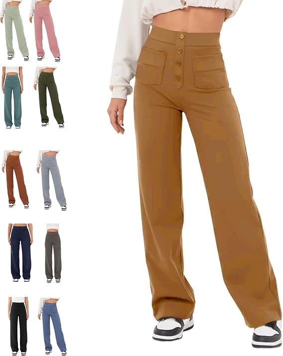 Women's Casual High Waist Stretch Pants, Flexi Pants for Women, Straight Leg