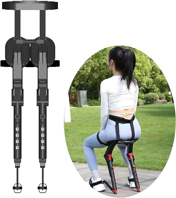 Wearable Chair - Adjustable Lightweight Exoskeleton Supports 150kg - Portable Ergonomic Seat for Comfortable Sitting Anywhere - Human-Friendly Design