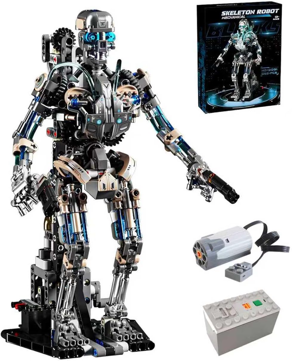 CSNRHG Mechanical Skeleton Robot Building Block Toy 692+Pieces Twistable Body and Poseable Design can be Driven by Hand or Motor Creative STEM Toy for Kids and Adults
