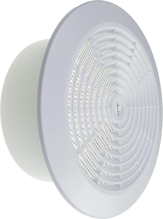 Vent Systems 6'' Inch White Round Plastic Ceiling Vent Cover - Dismantable Ceiling Air Grille with Nylon Screen - Air Vent Louver - Register Grill Cover, Exhaust Intake, Bathroom Home Office Kitchen