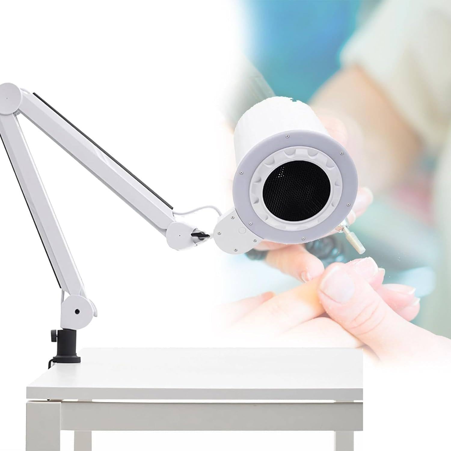 Nail Dust Collector Machine,Nail Vacuum Cleaner Dust Collector,Led-3 Color Light Mode,90° Multi-Angle Adjustable,for Salon Or Home Manicure,220V