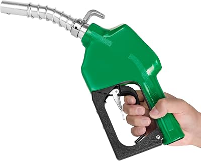 34 NPT Automatic Fuel Nozzle with 3-speed Padlock, 16 GPM Max Flow Rate, Auto Shut Off, 1316Spout with Anti-slip spring and Hook Used for Gasoline Diesel Kerosene Biodiesel