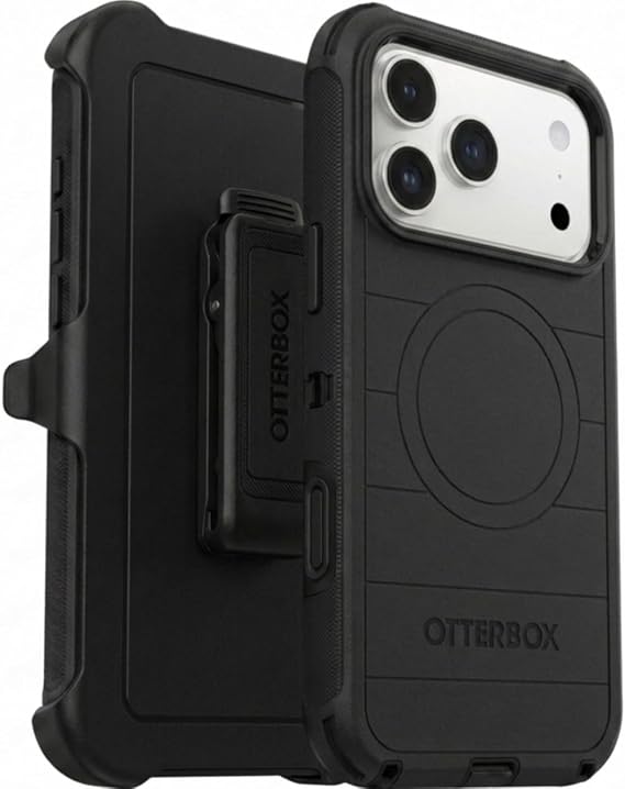 OtterBox iPhone 17 Pro Max (Only) - Defender Series Case - Black - Includes Holster Clip Kickstand - Snaps on MagSafe - Tough - Rugged & Durable