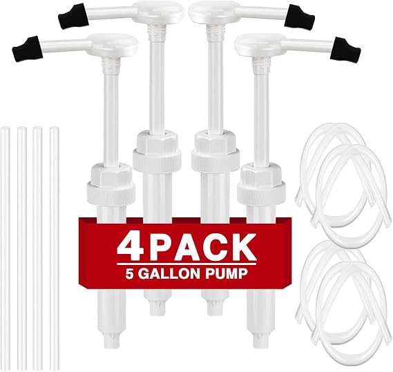 4 Pcs 38-400 1 oz 5 Gallon Pump Dispenser with 50cm Extended Tube